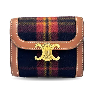 Pre-owned Celine Red Color Fabric Leather Wallet (bi-fold) ()