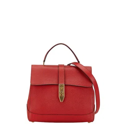 Pre-owned Celine Red Color Leather Handbag Shoulder Bag ()