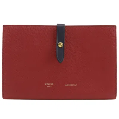 Pre-owned Celine Red Color Leather Long Wallet (bi-fold) ()