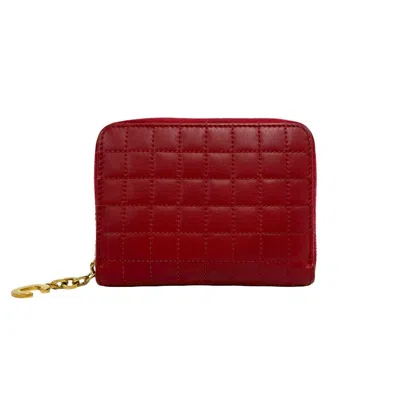 Pre-owned Celine Red Color Leather Wallet (bi-fold) ()