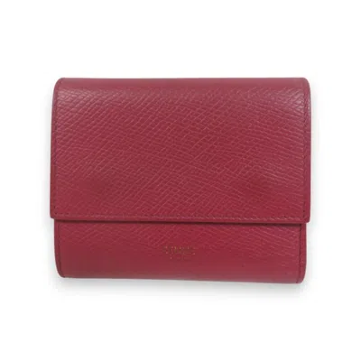 Pre-owned Celine Red Color Leather Wallet (tri-fold) ()