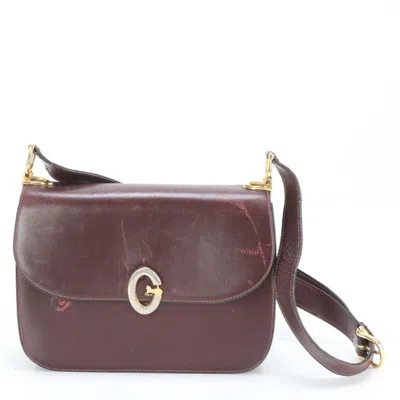 Pre-owned Celine Red Color Wine Leather Shoulder Bag Tote Bag ()