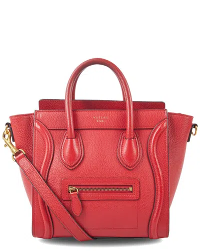 Celine Red Drummed Leather Micro Luggage (authentic Pre-loved)