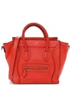 Celine Red Drummed Leather Nano Luggage (authentic )