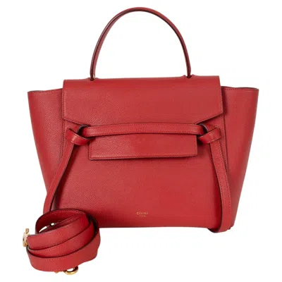 Pre-owned Celine Red Grained Leather Micro Belt Bag