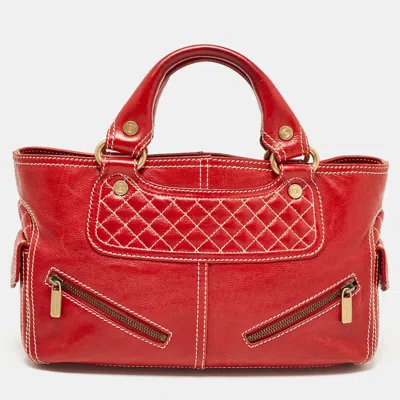 Pre-owned Celine Red Leather Boogie Satchel