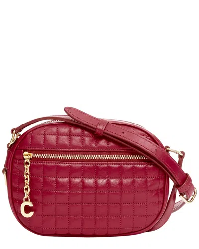 Celine Red Leather C Charm Quilted Camera Bag