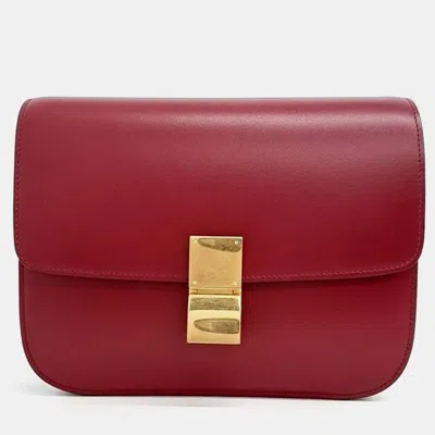 Pre-owned Celine Red Leather Classic Box Medium Bag