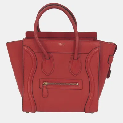 Pre-owned Celine Red Leather Micro Luggage Satchel