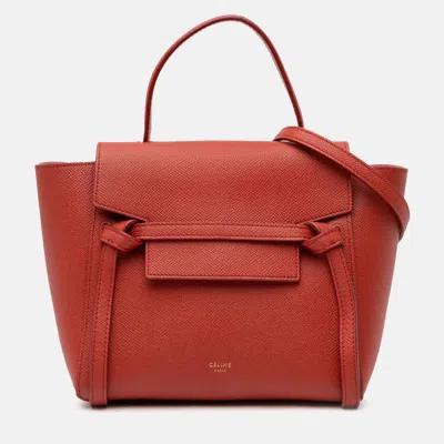 Pre-owned Celine Red Nano Grained Calfskin Belt Bag