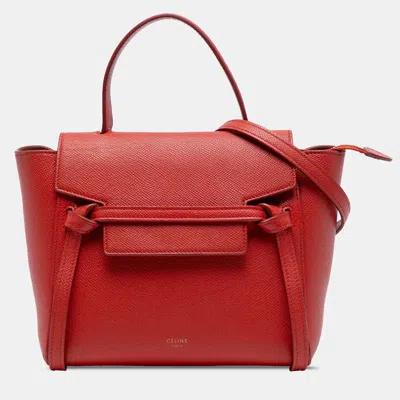 Pre-owned Celine Red Nano Grained Calfskin Belt Bag