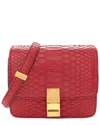 Celine Red Snakeskin Small Classic Box Flap Bag (authentic Pre-loved)