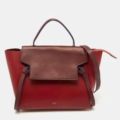Pre-owned Celine Red/brown Leather Mini Belt Top Handle Bag