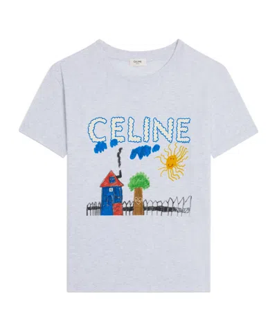 Celine Regular T-shirt In Cotton Jersey In White