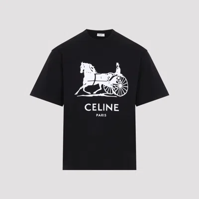 Celine Relaxed Cotton T-shirt For Men In Black