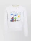Celine Relaxed Fit Graphic Crew Neck Sweatshirt In White