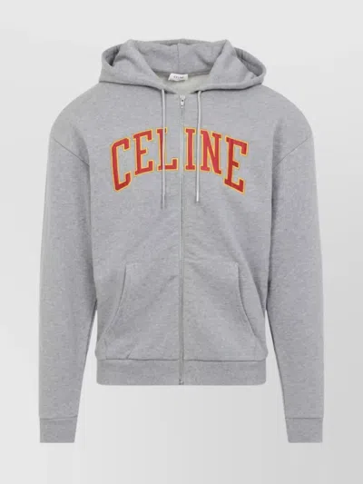 Celine Grey Logo Solid Pattern Sweatshirt In Gray