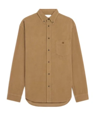 Celine Relaxed Shirt In Corduroy In Brown