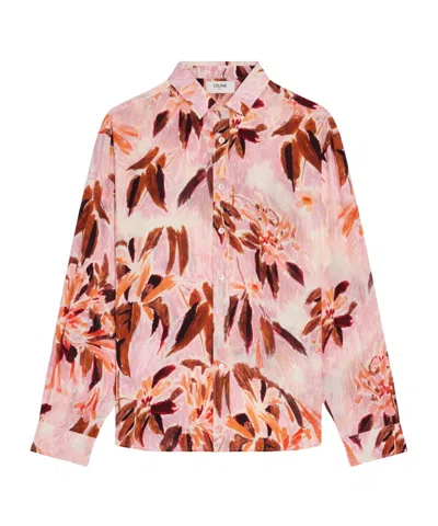 Celine Relaxed Shirt In Crepe De Chine In Pink
