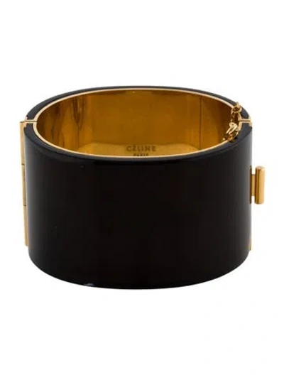 Pre-owned Celine Resin Manchette Cuff, 6.5" In Black