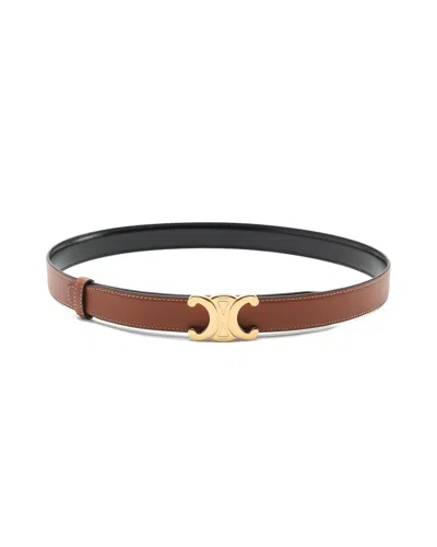 Pre-owned Celine Céline Reversible Triomphe Belt, Size 75 In Brown