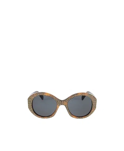 Celine Rhinestone-embellished Round-frame Sunglasses In Gray