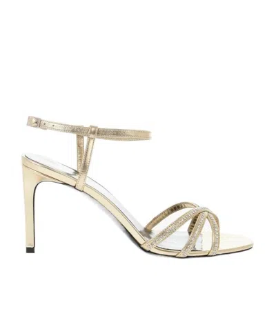 Celine Rhinestone Sandals In Burgundy