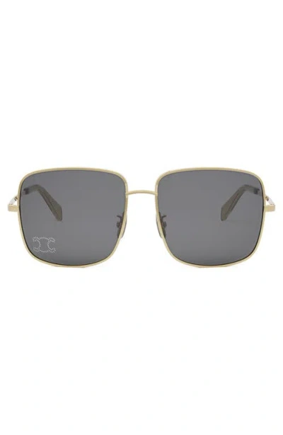 Celine Rhinestone Triomphe 59mm Square Sunglasses In Gold