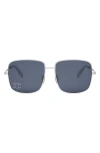 Celine Triomphe Crystal-embellished Square-frame Silver-tone Sunglasses In Metallic