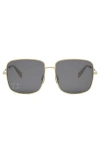 Celine Rhinestone Triomphe 59mm Square Sunglasses In Shiny Endura Gold / Smoke