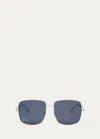 Celine Triomphe Crystal-embellished Square-frame Silver-tone Sunglasses In Spall/blu