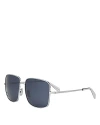 Celine Rhinestone Triomphe Square Sunglasses, 59mm In Silver/blue Solid
