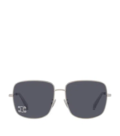 Celine Rhinestone Triomphe Sunglasses In Grey
