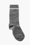 Celine Ribbed Cashmere Blend Socks With Embroidered Logo