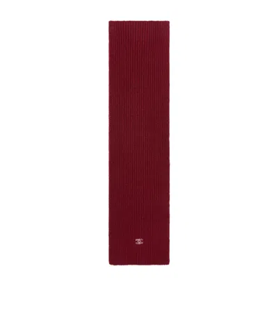 Celine Ribbed Cashmere Scarf In Red
