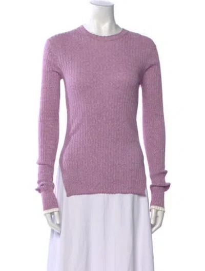 Pre-owned Celine Ribbed Knit Long Sleeve Crew Neck Sweater In Purple