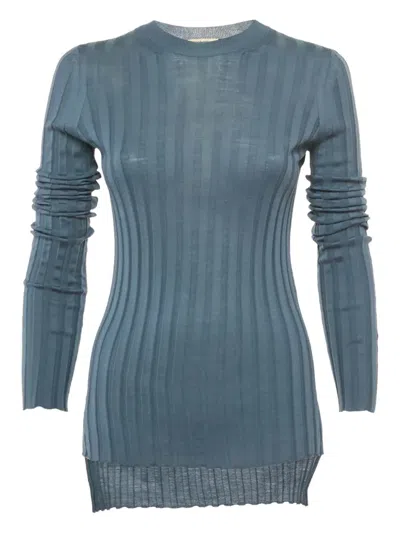 Pre-owned Celine Ribbed Top In Blue