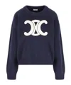 Celine Women Ribbed Wool Crew-neck Sweater In Blue