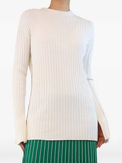 Pre-owned Celine Ribbed-knit Sweater In White