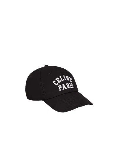 Celine Richelieu Cap In Cotton Twill In Black