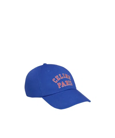 Celine Richelieu Cap In Cotton Twill In Blue