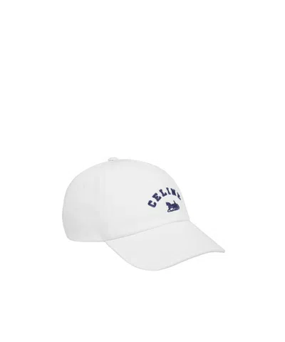 Celine Richelieu Cap In Cotton Twill In White