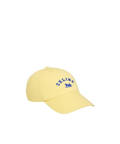 Celine Richelieu Cap In Cotton Twill In Yellow