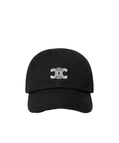 Celine Richelieu Cap In Light Cotton Twill In Black
