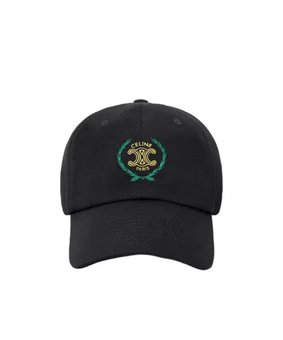 Celine Richelieu Cap In Light Cotton Twill In Black