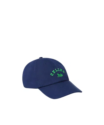 Celine Richelieu Cap In Light Cotton Twill In Deep Navy Blue