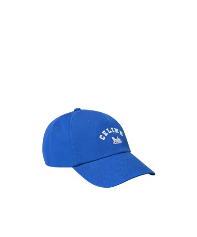 Celine Richelieu Cap In Light Cotton Twill In Indigo