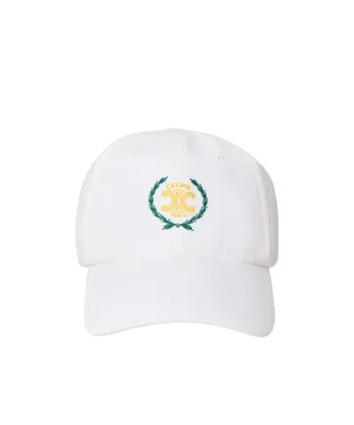 Celine Richelieu Cap In Light Cotton Twill In White