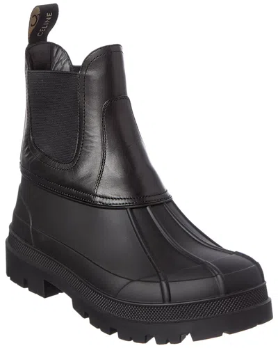 Celine Riley Leather Bootie In Black