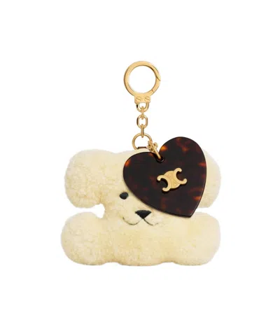 Celine Riomphe Wool Velvet Ball Key Ring In Nude